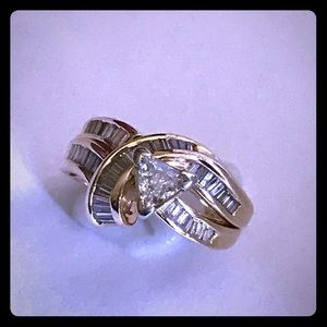 Diamond 14kt Wedding Set ~ Trillion & Baguettes